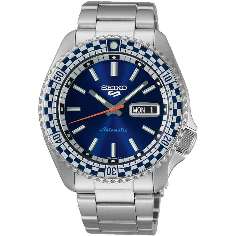 ∣聊聊可議∣SEIKO 精工 5 Sports SKX 賽車方格旗機械錶-藍 4R36-15Z0B(SRPK65K1)