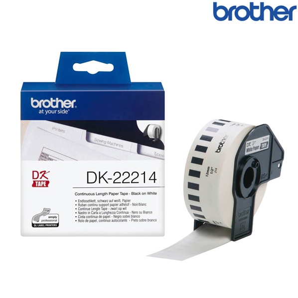 Brother兄弟 DK-22214 連續標籤帶 白底黑字 30.48M (寬度12mm) 標籤貼紙 色帶