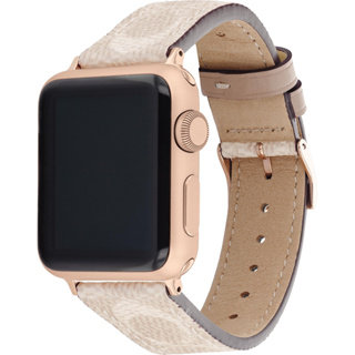 COACH Apple Watch 錶帶 38/40mm 適用 皮錶帶- 淺色x玫瑰金(不含手錶)