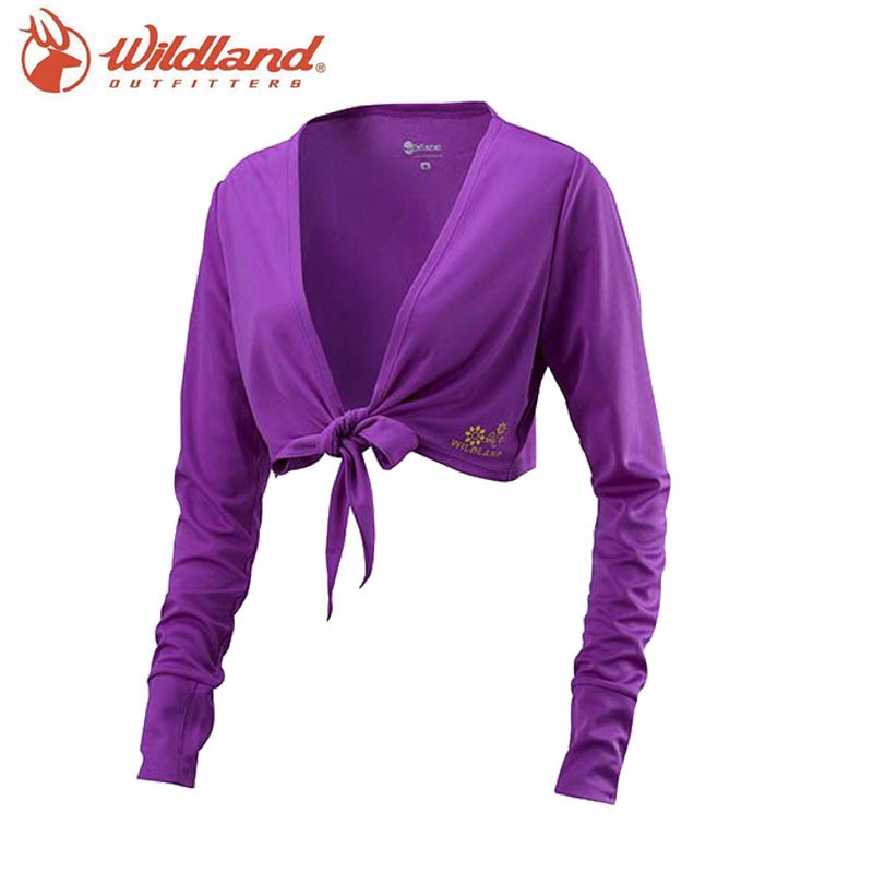【WILDLAND 荒野】女抗UV排汗綁帶袖套衣 W1805-58 葡萄紫 防曬外套 排汗上衣