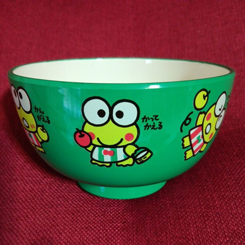 早期全新的 1990年 日本進口 大眼蛙 皮皮蛙 可洛比 漆器樹脂大飯碗 餐碗 碗 湯碗 點心碗 廚房用品 絕版珍藏