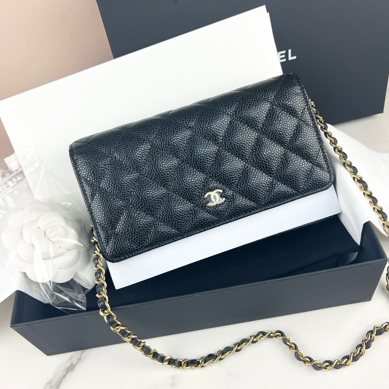 售全新Chanel woc 黑金荔枝