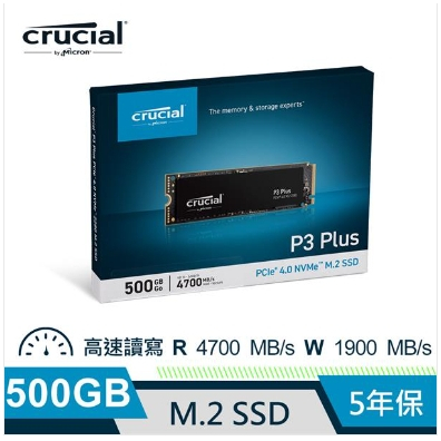 【先問在下單】Micron Crucial P3 Plus 1000GB ( PCIe M.2 ) SSD