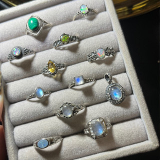 s925 Opal 蛋白石 戒指 歐泊 戒指 斑彩石 戒指 拉長石 戒指 月光石 戒指 天然寶石 銀戒 拉長石 項鍊