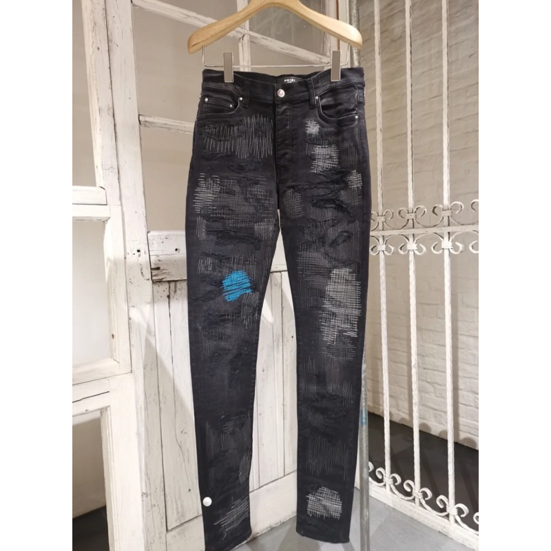 【TONES. 】AMIRI Mx1系列🌎黑藍拼布牛仔褲