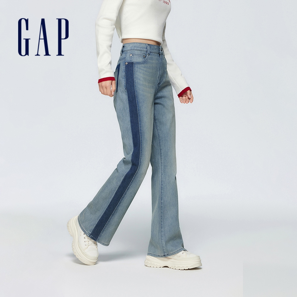 Gap 女裝 喇叭牛仔褲-淺藍色(874413)