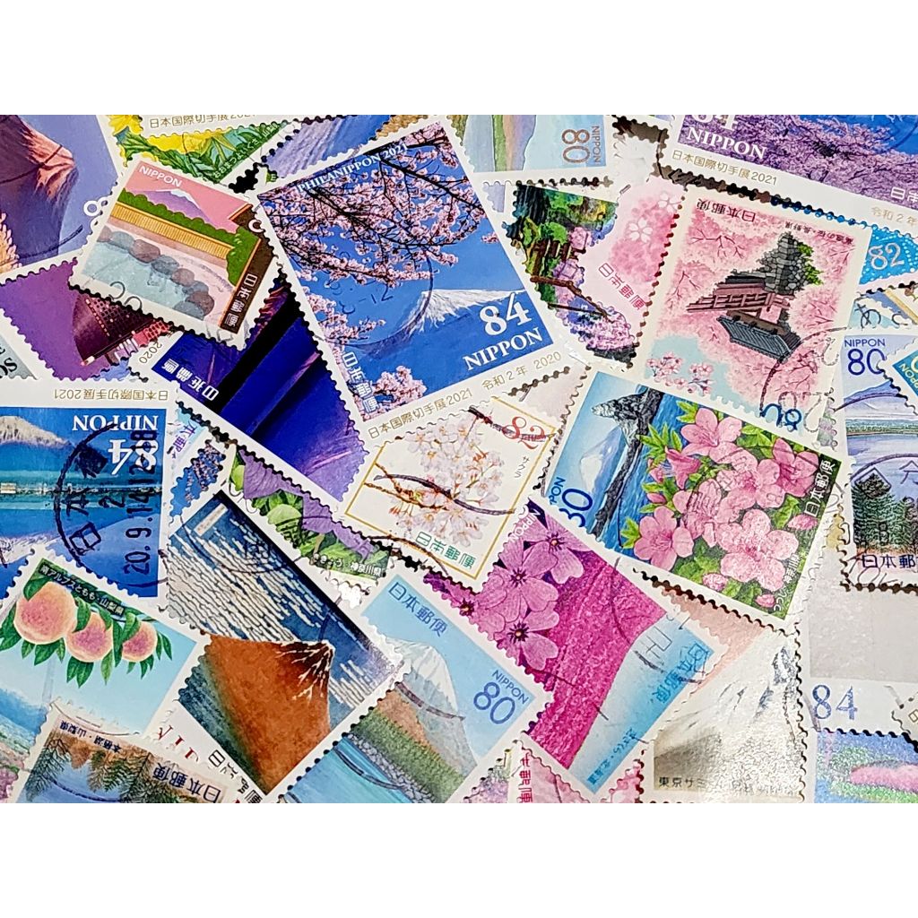日本富士山櫻花銷戳郵票(已使用不能寄信)10張一組
