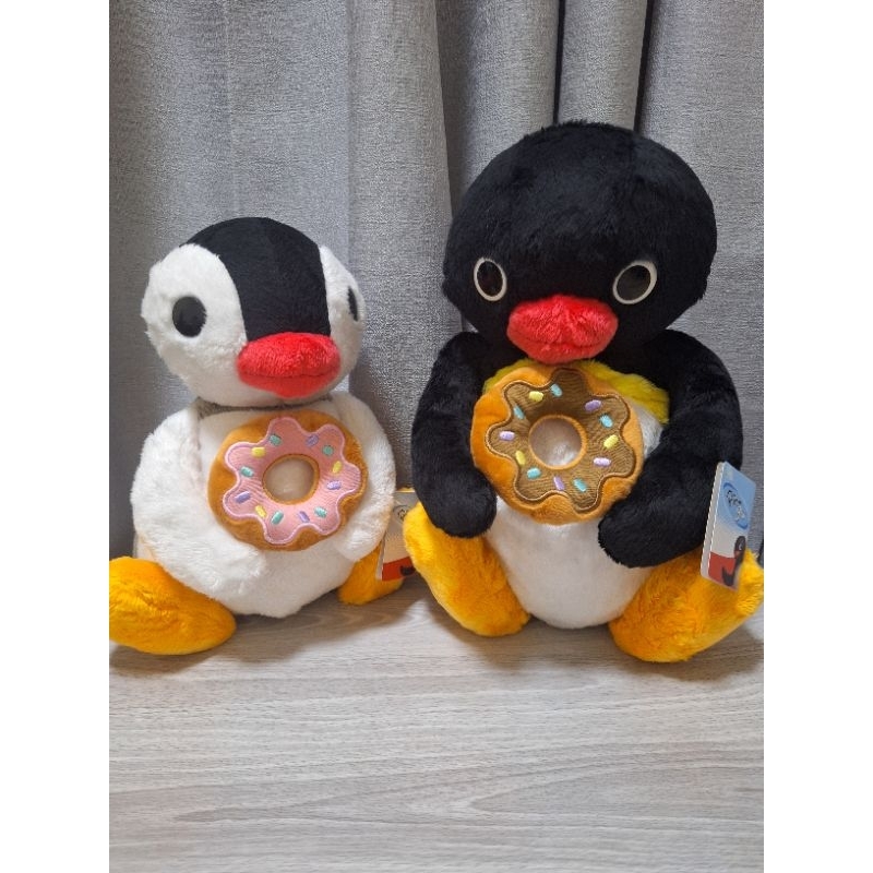 〈現貨〉日本 中古 企鵝家族 pingu pinga 甜甜圈 娃娃 絨毛玩偶