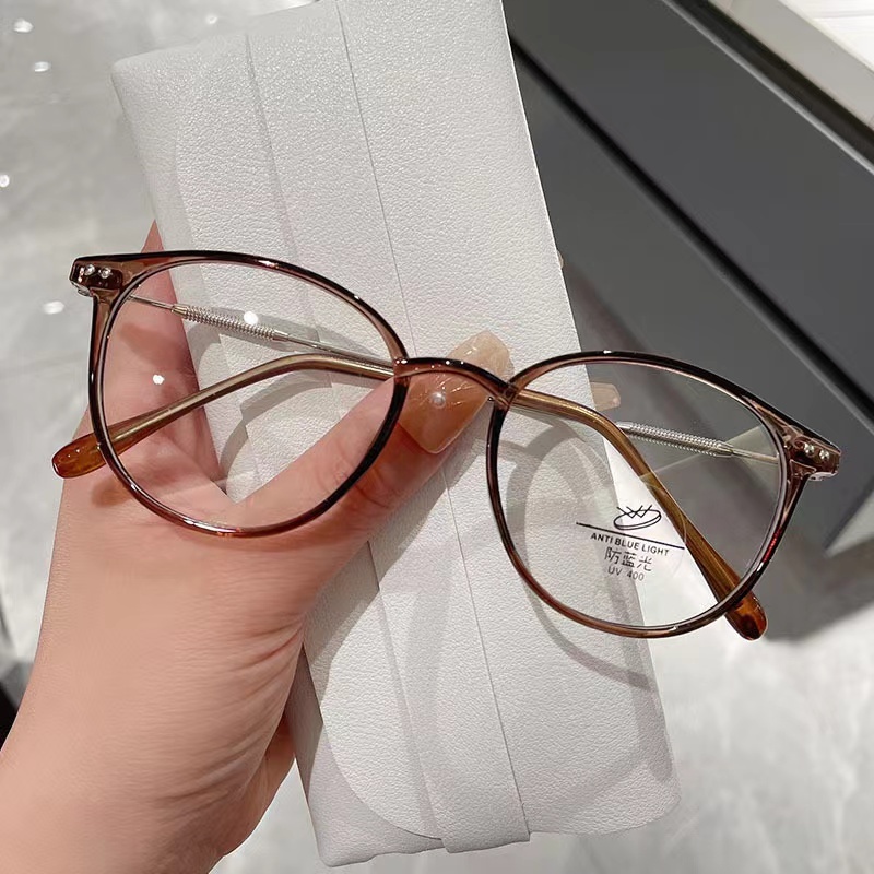 小紅書同款 可配度數 眼鏡框 金屬 抗藍光 近視眼鏡 復古 文藝 平光鏡 素顏冷茶色