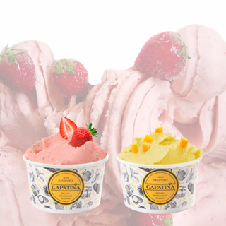【CAPATINA義式冰淇淋】分享杯2件組 新鮮草莓+新鮮愛文芒果(10oz/杯)