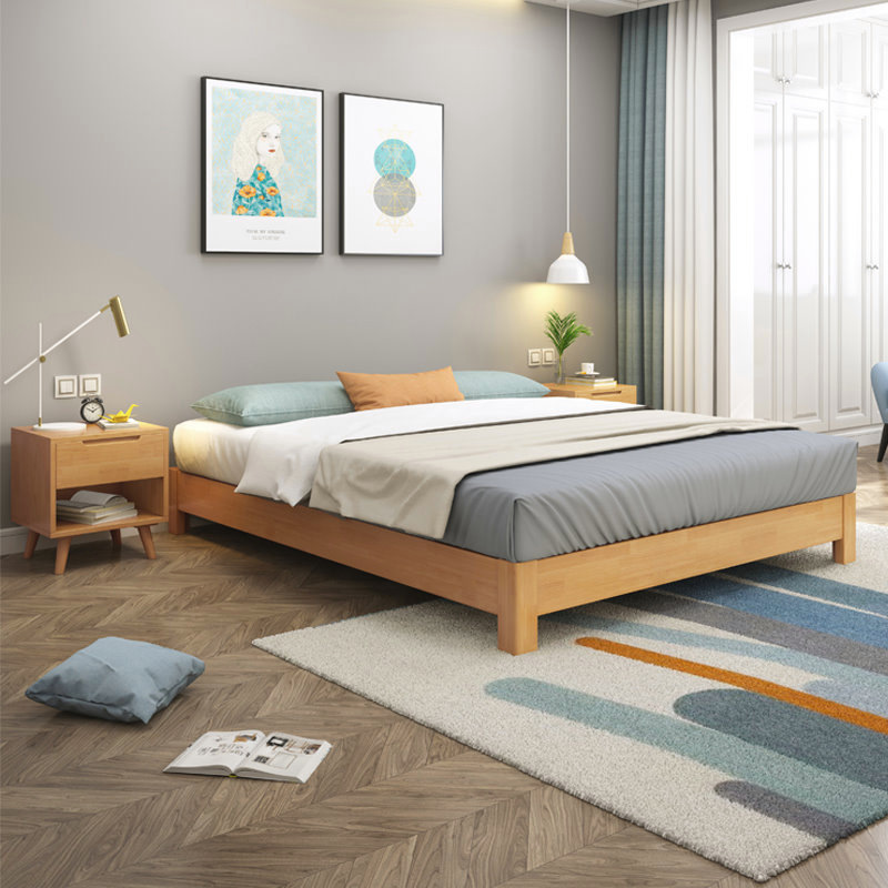 (150×190cm)日式實木床架 可訂製尺寸 無床頭床底 榻榻米矮床 雙人床 單人床 木床 床架 實木床 床底