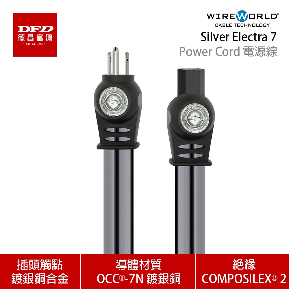 WIREWORLD 美國 Silver Electra 7 Power Cord 電源線 1M - 3M 台灣公司貨