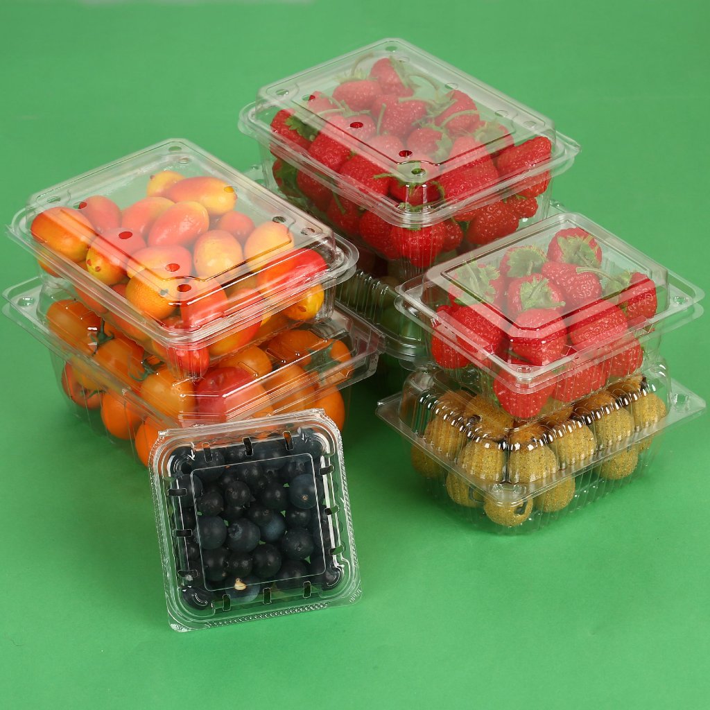 【台灣出貨 可開發票】加厚拋棄式透明塑料盒 水果盒 草莓葡萄食品果蔬包裝盒 保鮮盒 打包盒帶蓋 炸物盒 早餐盒 塑膠盒