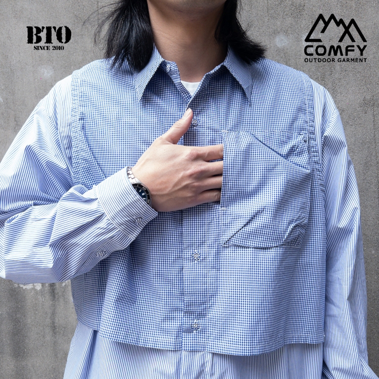 [BTO]日本【Comfy outdoor garment】假兩件背心襯衫式布扣薄外套