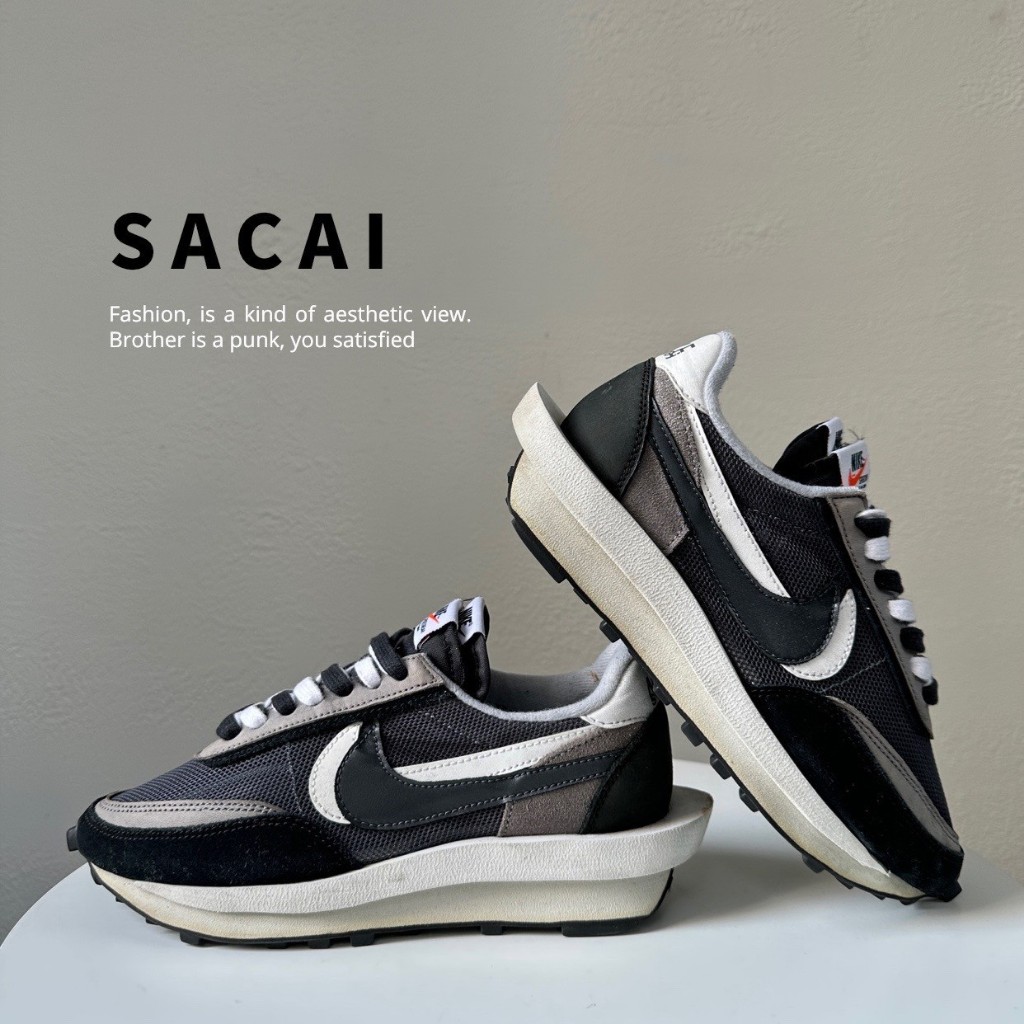 [二手] NIKE X LD WAFFLE SACAI BLACK 黑灰白 黑灰雙勾 24.5CM BV0073-001