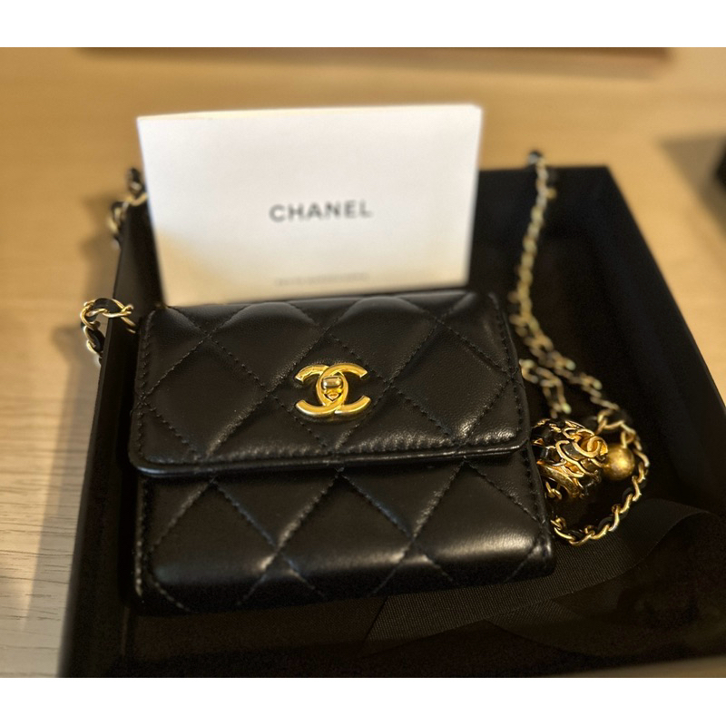 二手 Chanel 胡桃金球小廢包 零錢背包 可調節成腰包