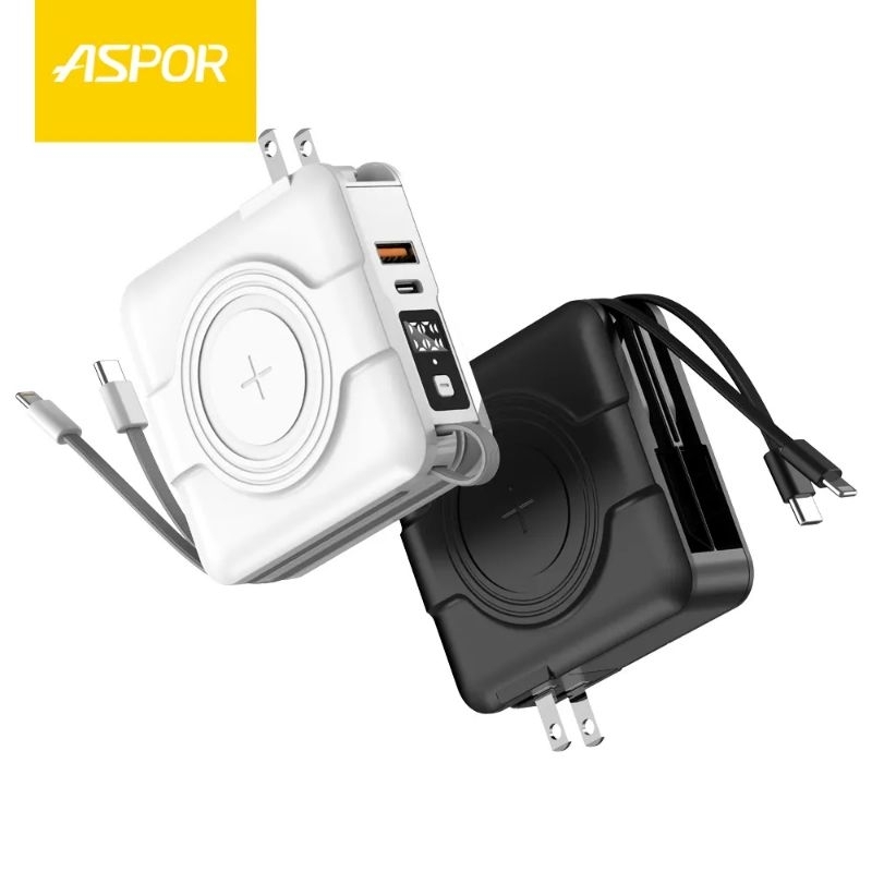 【塔克屋】全新現貨 ASPOR 無線充電行 快充 多功能行動電源 10000mAh(白色)