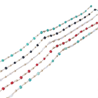 宏雲Hongyun-ala- 14K包金保色手工鏈水晶方珠彩色鋯石鏈條diy手鍊項鍊飾品散鏈材料