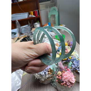 💕天然翡翠❄️❄️威料叮噹鐲.冰威手鐲.種水好.冰透亮.藍水鐲💕