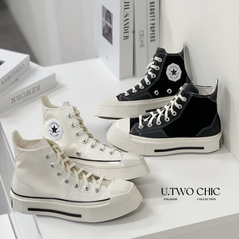 U.T👟 Converse 1970 幾何 方頭 白 黑 奶油底 高筒 解構拼接 厚底 A06435C A06436C