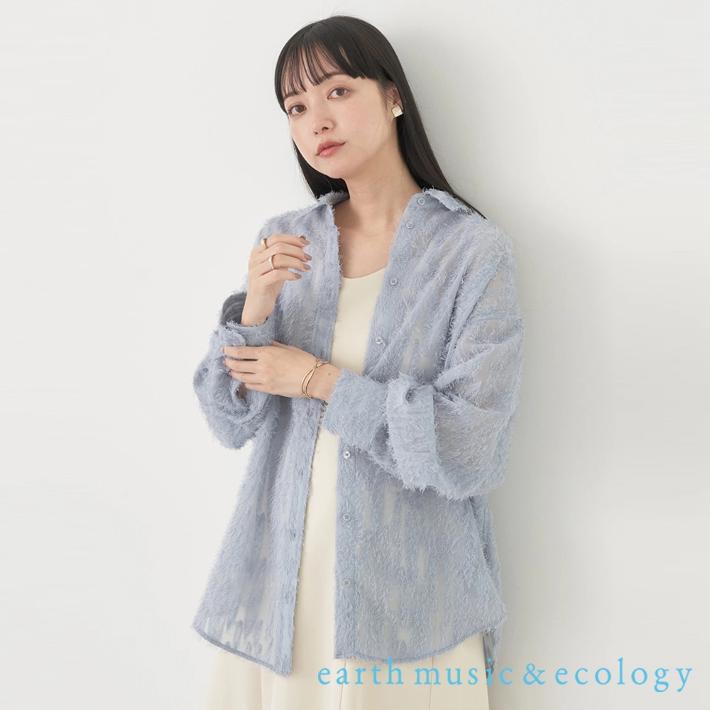 earth music&ecology 透膚立體感緹花設計長袖襯衫(1K41L0A0400)