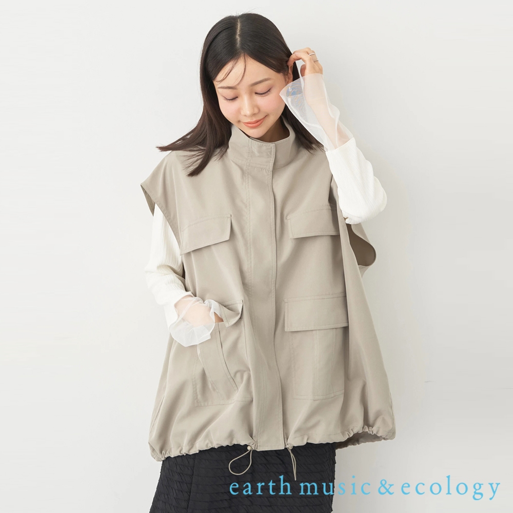 earth music&ecology 立領軍裝剪裁背心外套(1L41L0X0100)