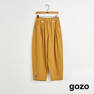 【gozo】➤仙人掌鬆緊繭型長褲(卡其_F) | 女裝 修身 休閒