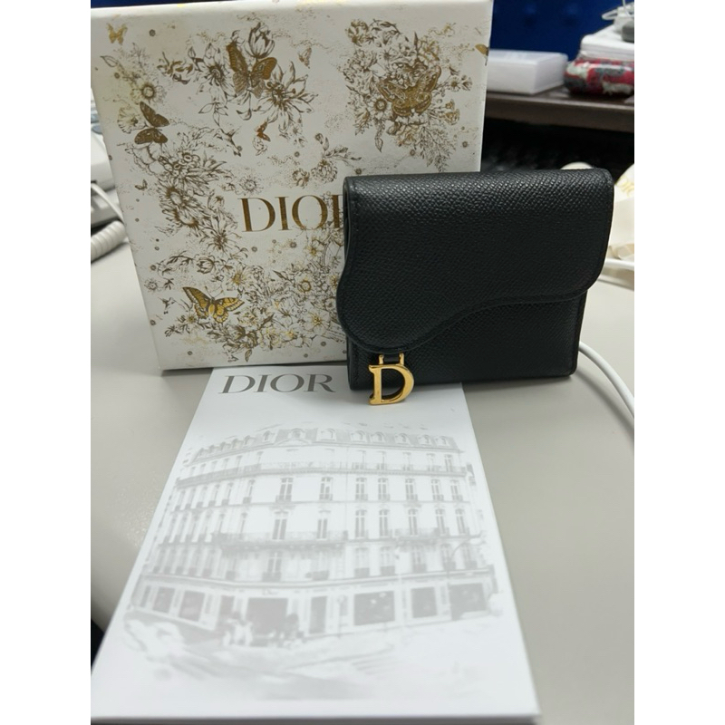 Dior Saddle Lotus 短夾 黑色