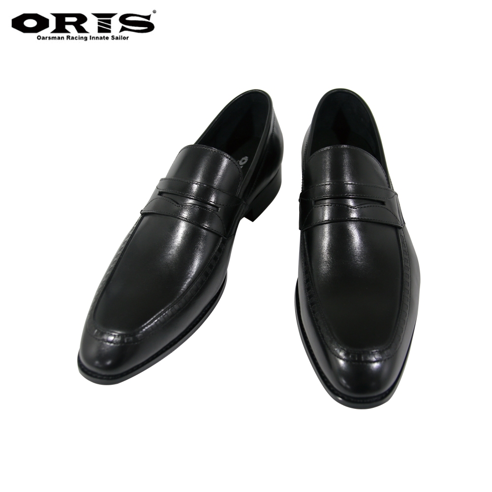 ORIS 橫帶懶人皮鞋-黑-S3956N01