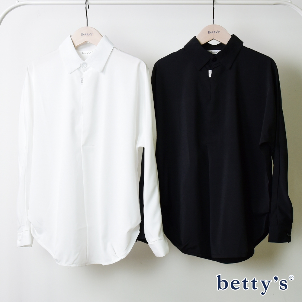 betty’s貝蒂思(15)半開襟素色雪紡襯衫(共二色)