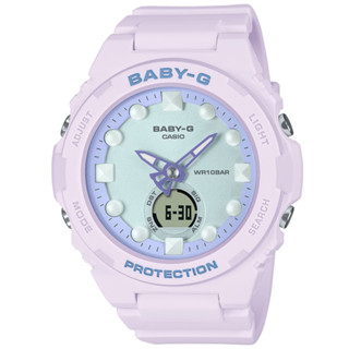 CASIO 卡西歐 BABY-G 未來設計夢幻雙顯電子錶 鬧鈴 計時碼錶 LED超亮照明 粉紫 BGA-320FH-4A