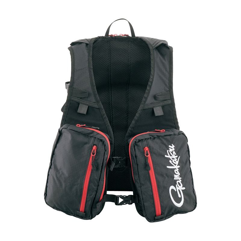◎百有釣具◎日本GAMAKATSU 背包背心 GM-2489 黑色/灰色 釣魚、騎車、登山戶外活動皆適合