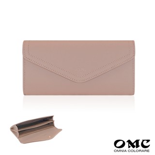 【OMC】文藝復興信封式兩折牛皮長夾4116(貝殼粉)