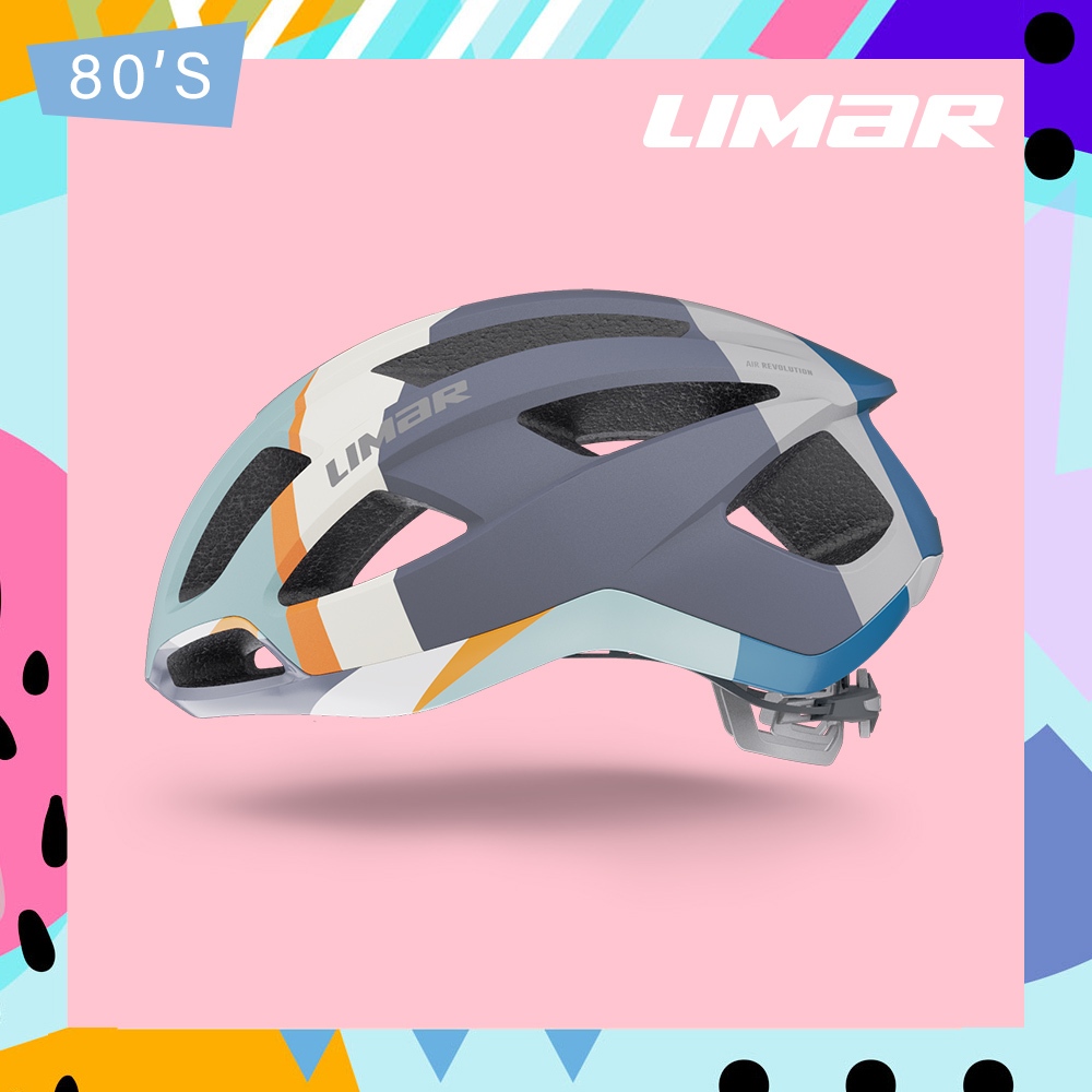 LIMAR 自行車用防護頭盔 AIR STRATOS 80's/灰-橘-淺藍 (M-L)  / 公路車安全帽 單車帽