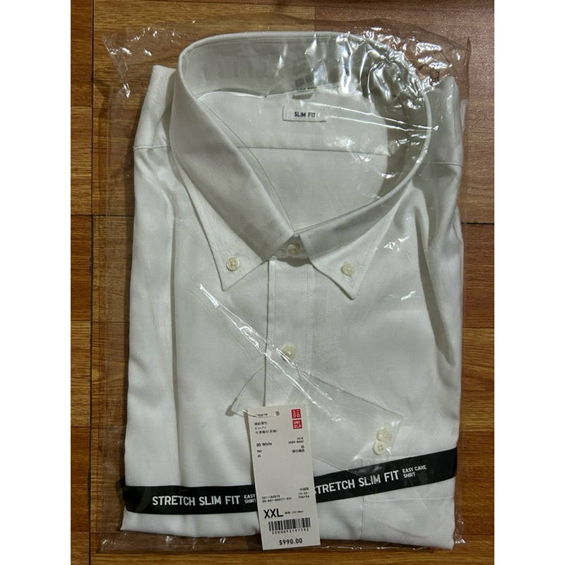 Uniqlo 優衣庫 男裝 精紡彈性 Slim Fit 牛津襯衫(長袖) 大尺碼 XXL 2XL 長袖 襯衫 牛津襯衫