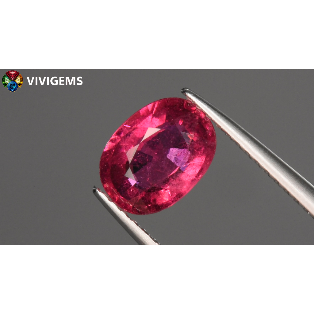 濃郁豔色 絕美紅寶碧璽 Rubellite 盧比萊，1.325 克拉