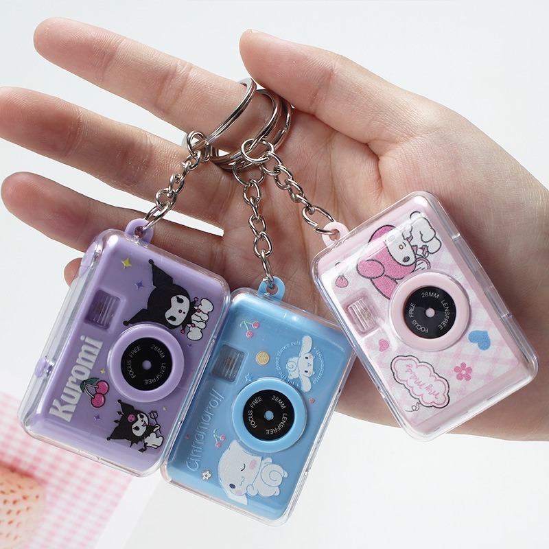 發光三麗鷗相機掛件玉桂狗發光小相機鑰匙圈庫洛米美樂蒂相機飾品