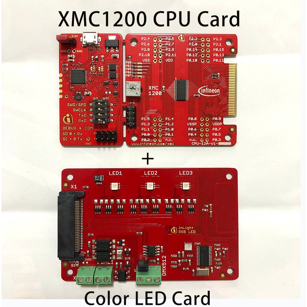 英飛凌 Infineon LED 照明開發套件 XMC1200 CPU卡+Color LED卡