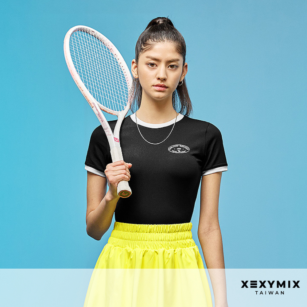 XEXYMIX 撞色滾邊短版短袖上衣 XTFST02H2 短版短袖上衣 短版上衣 網球衣 運動短袖 ST02H2