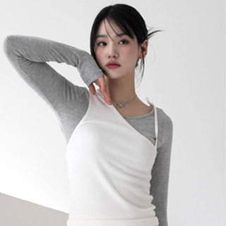 【Codibook】韓國 binary01 不對稱兩件式上衣［現貨］長袖上衣 T恤 女裝