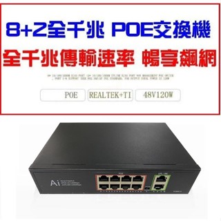 8+2 10口Gigabit 全千兆 高速上網 10/100/1000Mbps POE 供電交換機