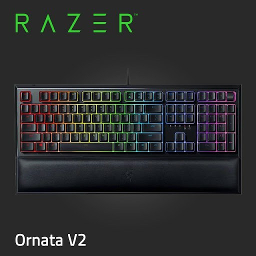 【RAZER 雷蛇】ORNATA 雨林狼蛛 V2 類機械薄膜鍵盤｜鍵盤 電競鍵盤 滑鼠 青軸 RGB 磁吸式腕托
