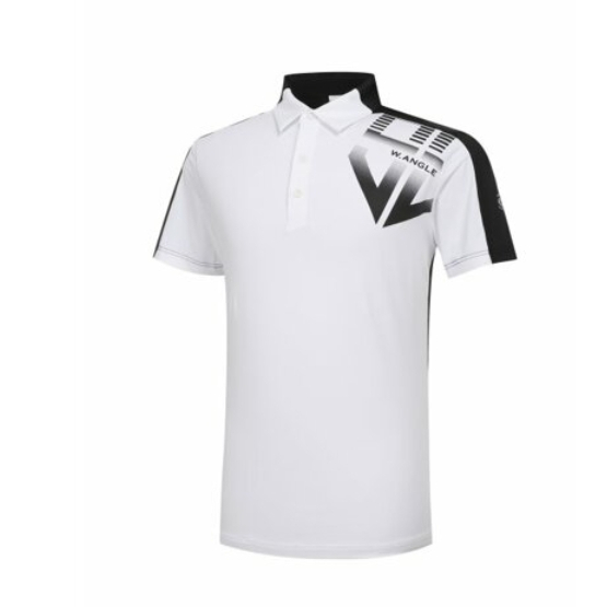 韓國W.ANGLE WMM21217-WH 男款左胸造型 白黑配色POLO衫95(M)