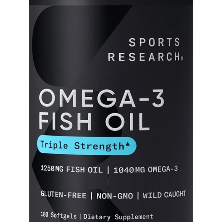 【美國導覽員】物流服務，Sports Research 魚油，三倍功效，1250Mg，Omega3，TG魚油