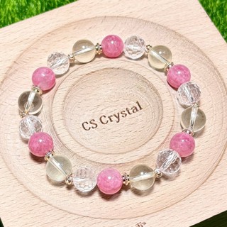 CS Crystal 編號634 - 透體檸檬黃水晶+櫻花雨薔薇輝石+透體白水晶設計款