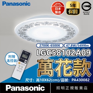[喜萬年]免運費 日本製 萬花 AIR PANEL LED 吸頂燈 國際牌 LGC58102A09 47.8W 110V