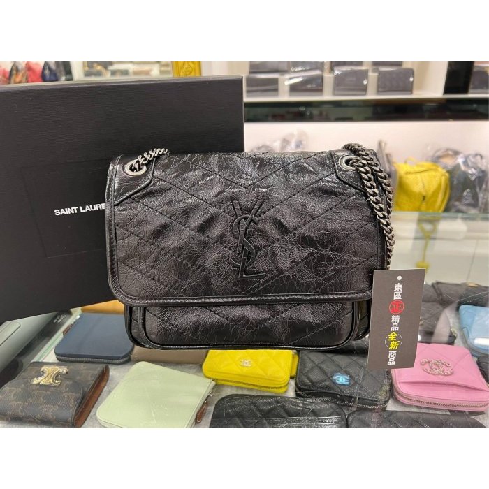 東區正精品㊣YSL Saint Laurent Niki Baby 633160 全新黑色牛皮銀鍊斜背包 RZ4589