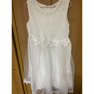 女童白色小禮服 尺寸130 女花童禮服 表演禮服 白色洋裝