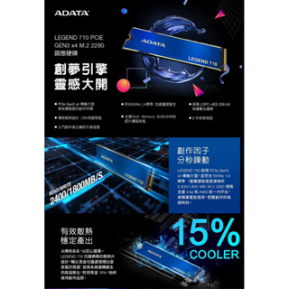 ADATA 威剛 LEGEND 710 512GB PCIe3.0 M.2 2280 SSD固態硬碟