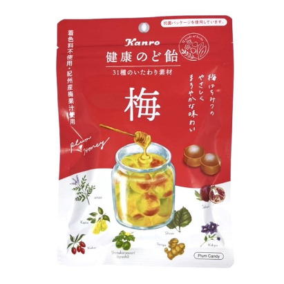 ✨甘樂 KANRO 健康のど飴 漢方採用 蜂蜜梅子口味 潤喉糖 90g 紀州梅 低卡 喉糖